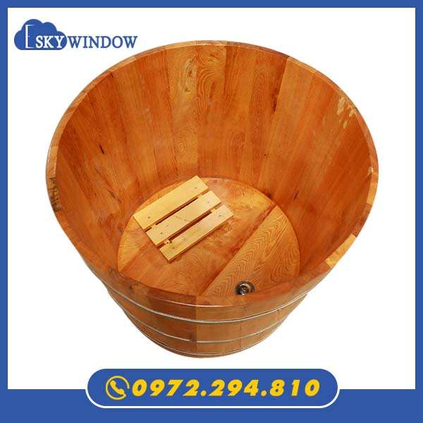 Bồn tắm tròn bằng gỗ