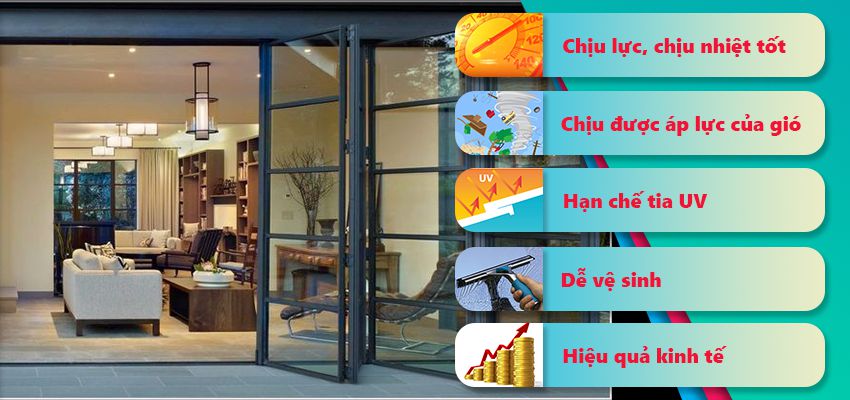 Đặc điểm nổi bật của cửa đi 6 cánh xếp trượt