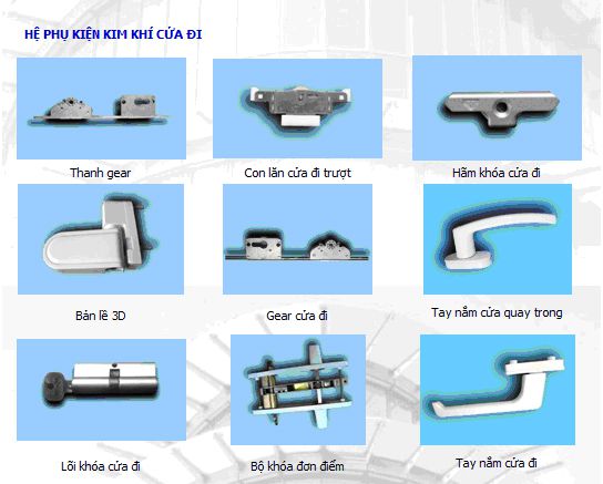 Hình ảnh các phụ kiện kim khí đi kèm sản phẩm