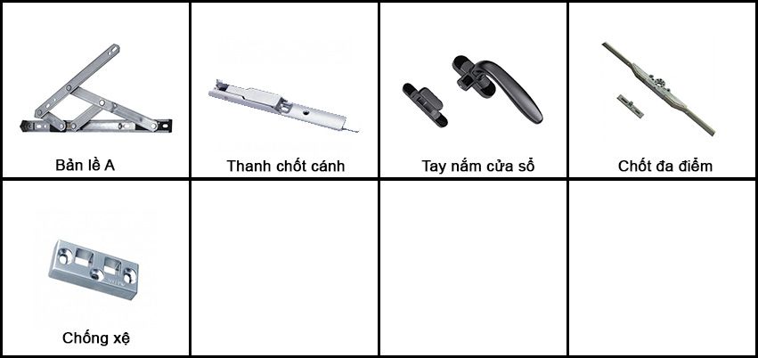 Các phụ kiện cho cửa sổ mở quay 2 cánh